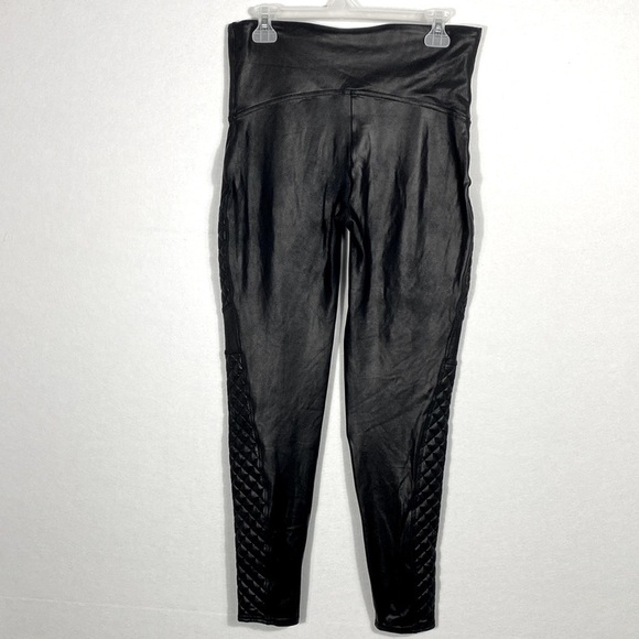 SPANX FAUX LEATHER VERY BLACK MOTO LEGGINGS size XL - Picture 8 of 13